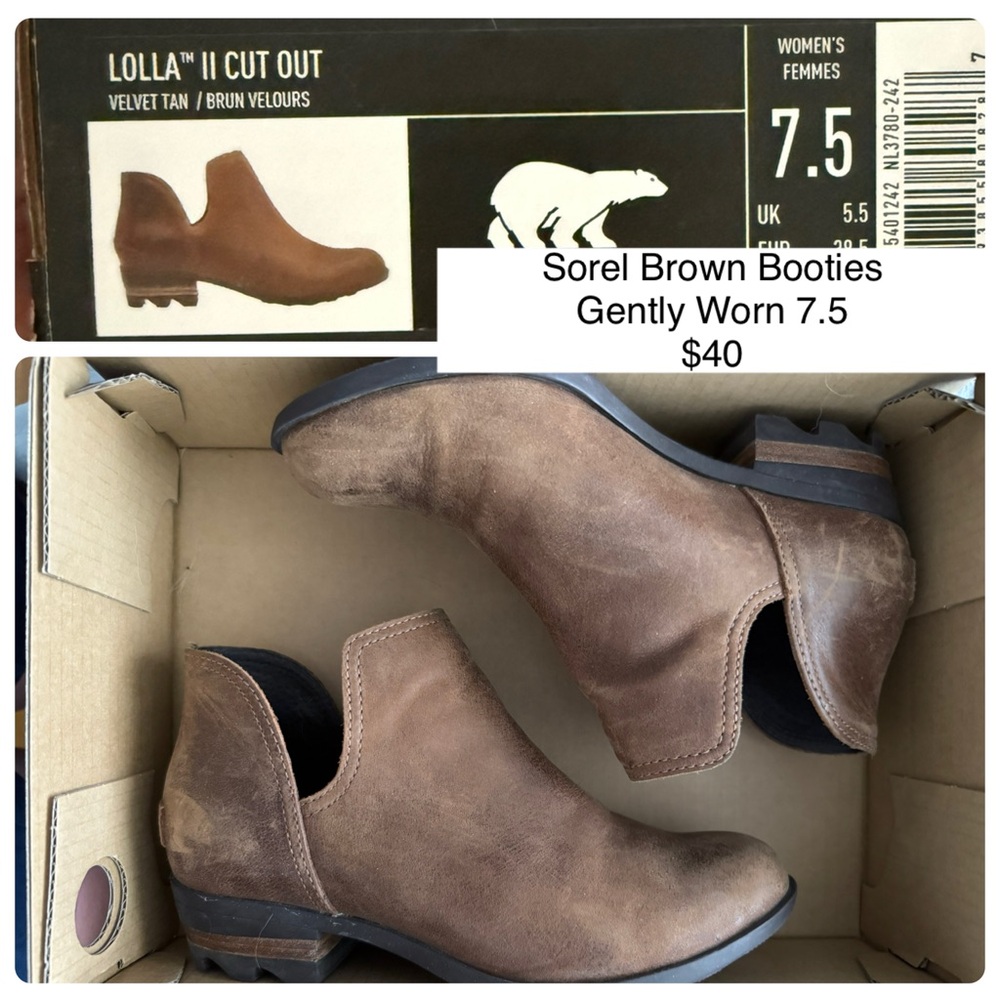Sorel Velvet Tan Ankle Booties